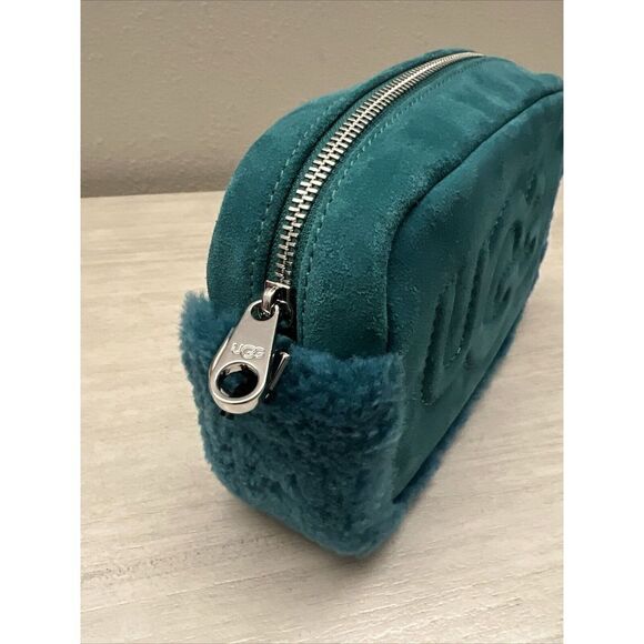 UGG Janey II Suede & Shearling Green Crossbody Bag purse - Picture 7 of 13